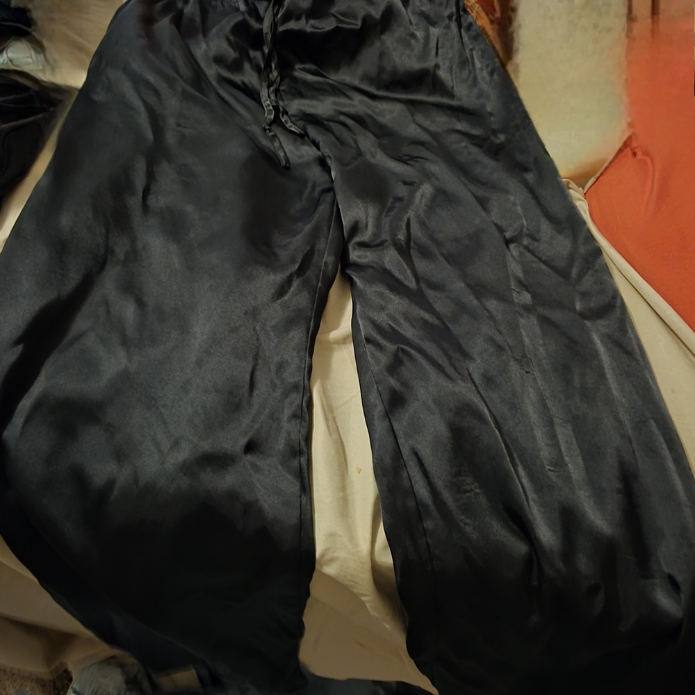 Men's Black Satin Pants